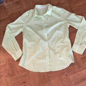 Small Crown and Ivy Lime/White print collar shirt